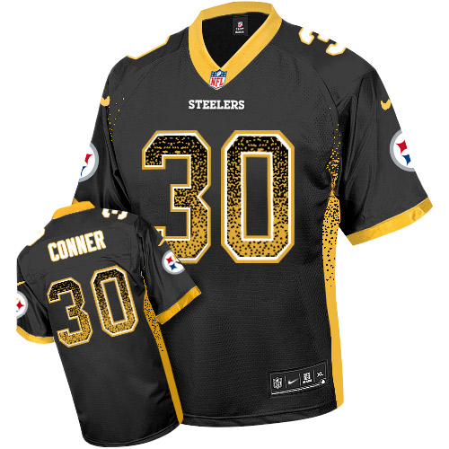 Nike Steelers #30 James Conner Black Team Color Youth Stitched NFL Elite Drift Fashion Jersey - Click Image to Close